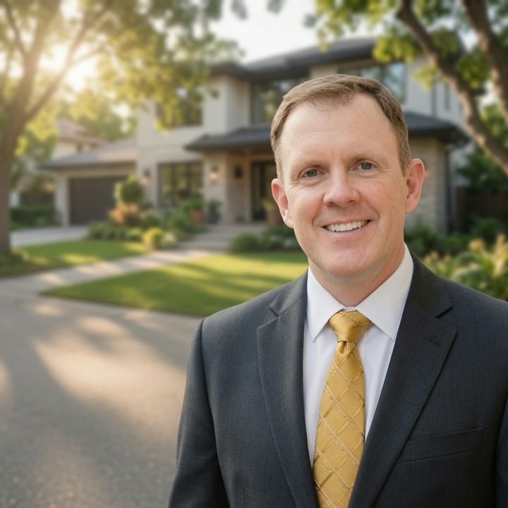 Marty Pottinger, Realtor, outdoors in a residential neighborhood